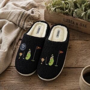 Ember & Oak Men’s Embroidered Golf Slippers NWT Size L 11-12 Memory Foam